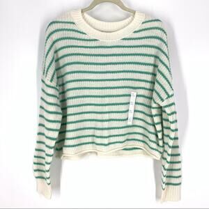 Wild Fable Cotton Knit Pullover Sweater Green Striped Size XXL